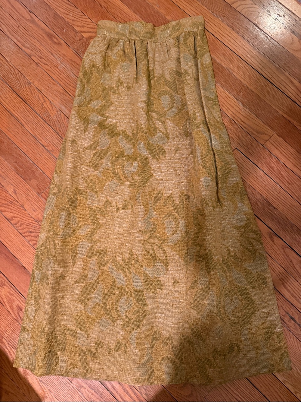 Beautiful Women's vintage tapestry Olive Green Patterned Maxi Skirt